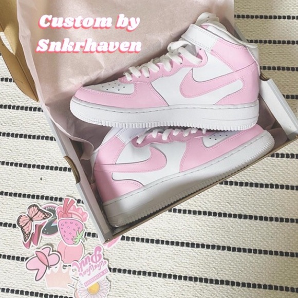 Nike pink Mids custom Air Force 1 - Picture 2 of 2